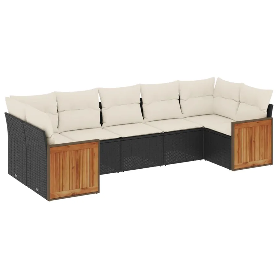 Salon de jardin 7 pcs avec coussins noir résine tressée 62 x 62 x 69 cm - 63,7 kg - 2