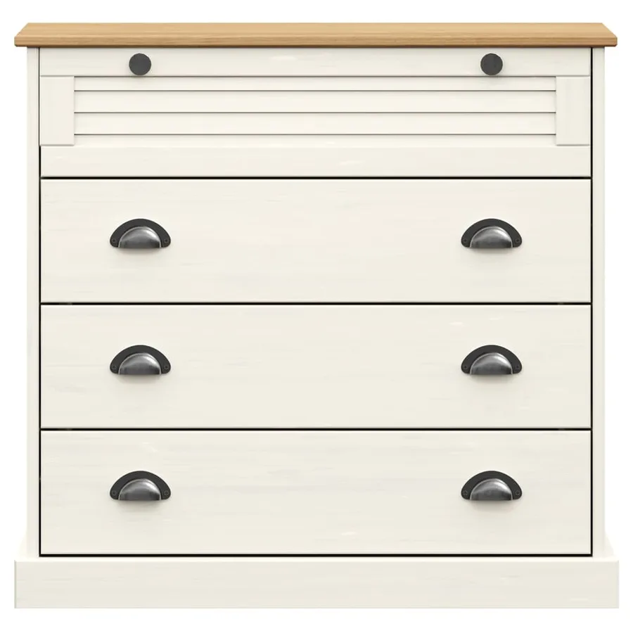 Commode VIGO blanc 80x40x76 cm bois massif de pin - 4