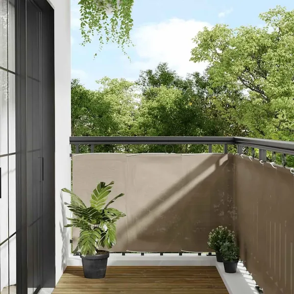 Écran de balcon taupe 90x700 cm 100% polyester oxford