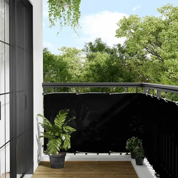 Écran de balcon noir 90x1000 cm 100% polyester oxford