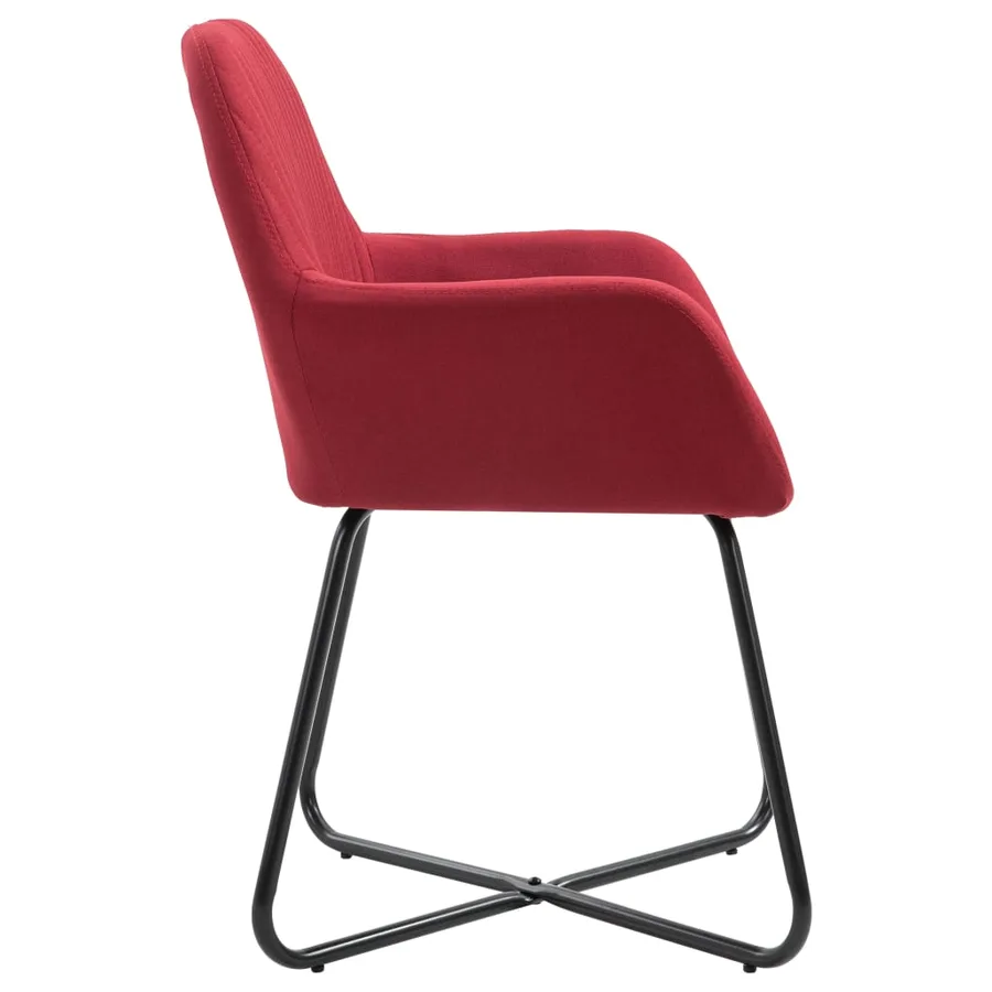 Chaises à manger lot de 2 rouge bordeaux tissu - 4