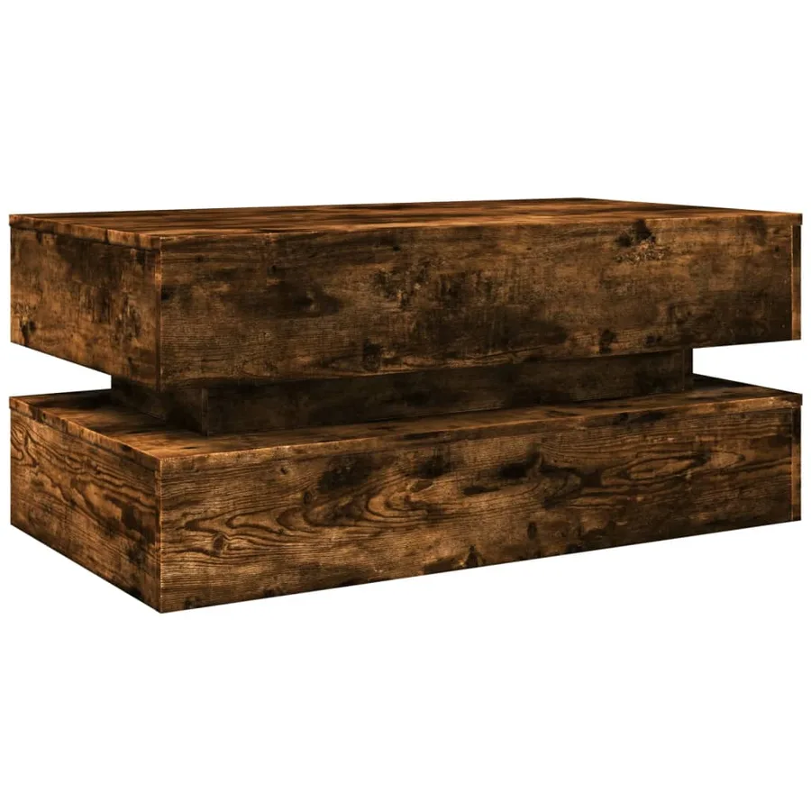 Table basse avec lumières LED chêne fumé 90x50x40 cm - 3
