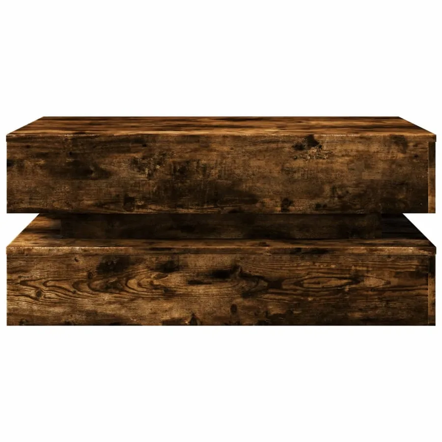 Table basse avec lumières LED chêne fumé 90x50x40 cm - 7