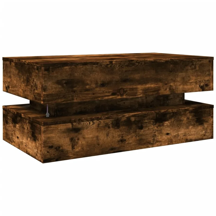 Table basse avec lumières LED chêne fumé 90x50x40 cm - 9
