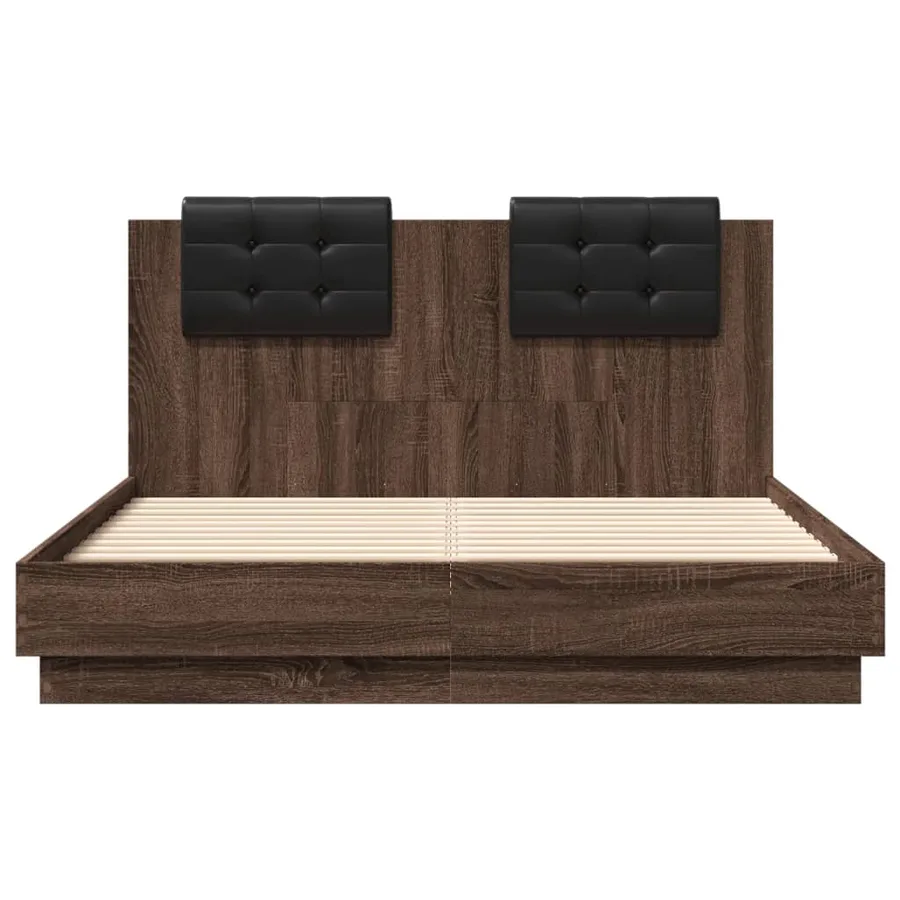 Cadre de lit avec LED sans matelas chêne marron 120x190 cm - 6
