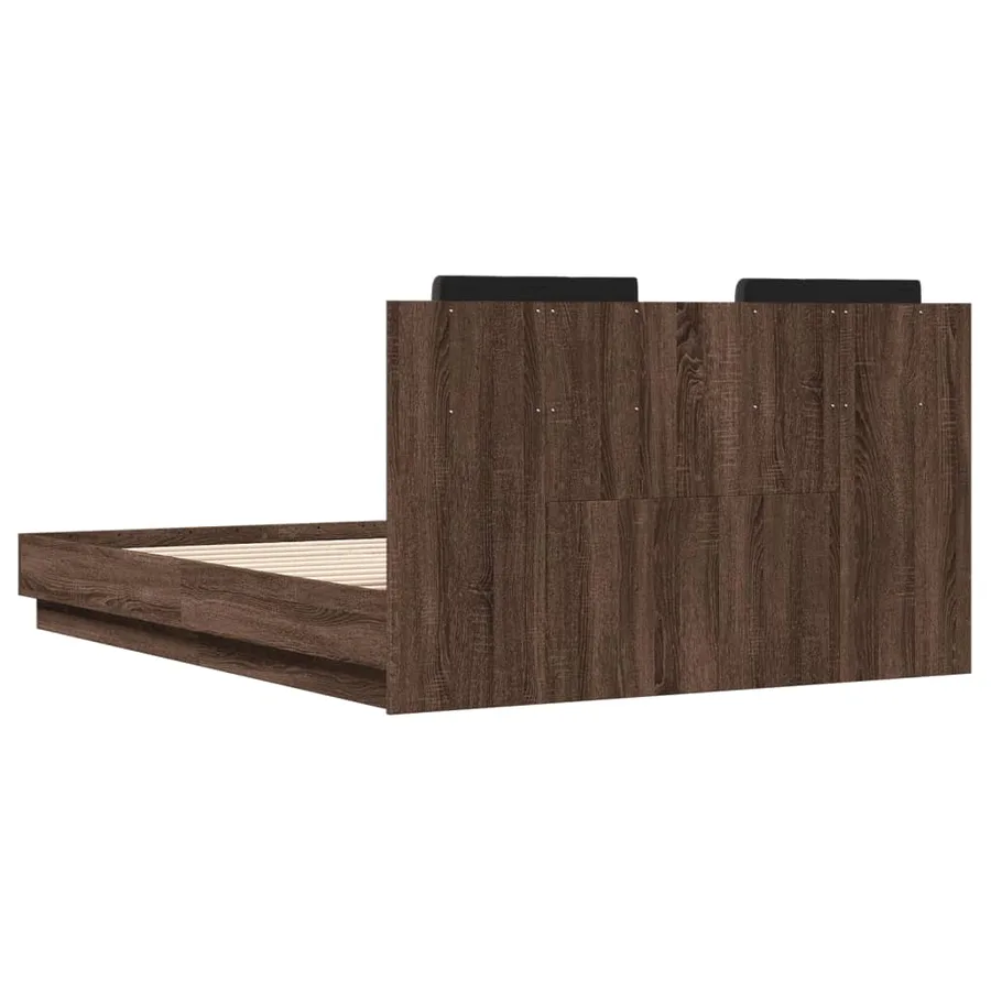 Cadre de lit avec LED sans matelas chêne marron 120x190 cm - 8