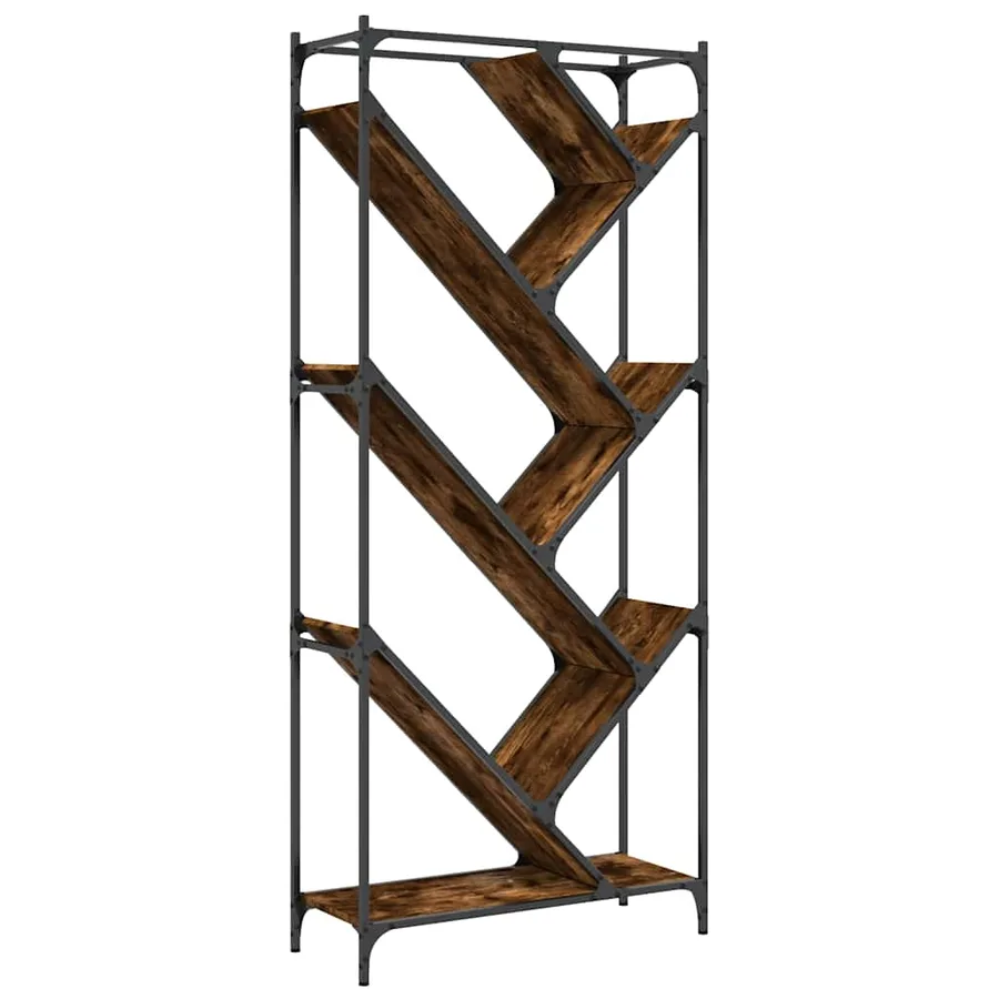 Bibliothèque chêne fumé 79x30x180 cm bois d'ingénierie et métal - 2