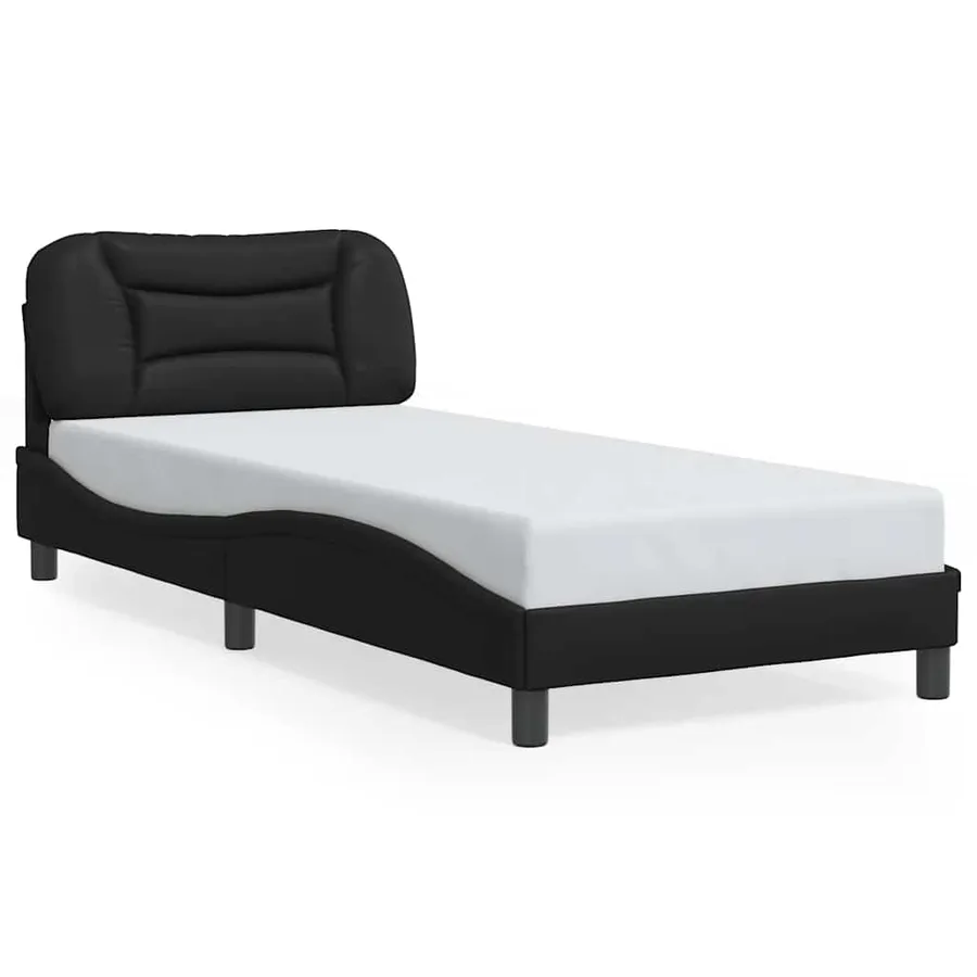 Cadre de lit sans matelas Hvar noir 90x190 cm similicuir - 2