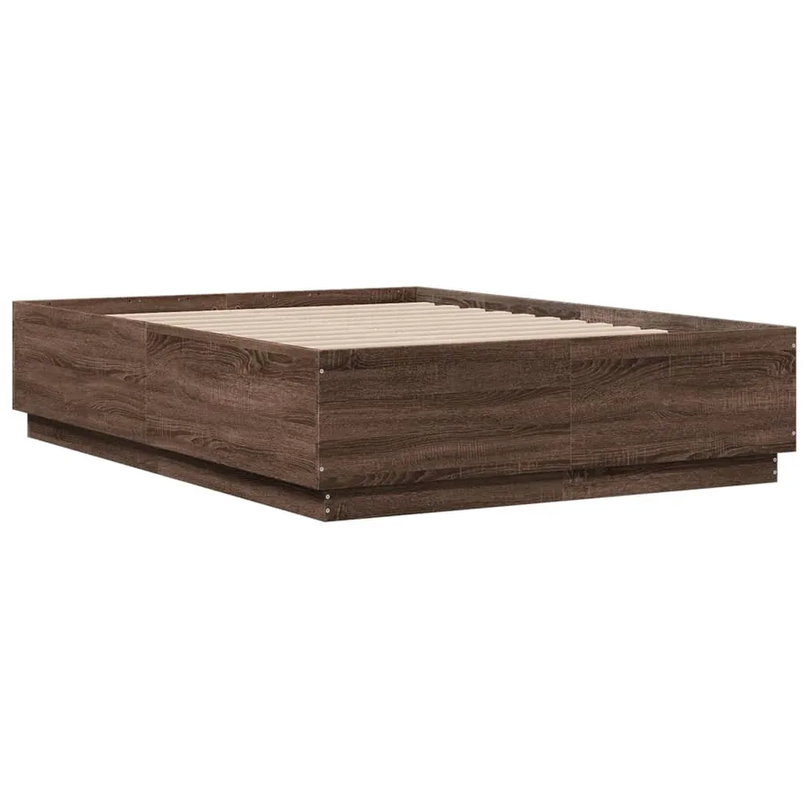 Cadre de lit avec LED sans matelas chêne marron 140x190 cm - 8