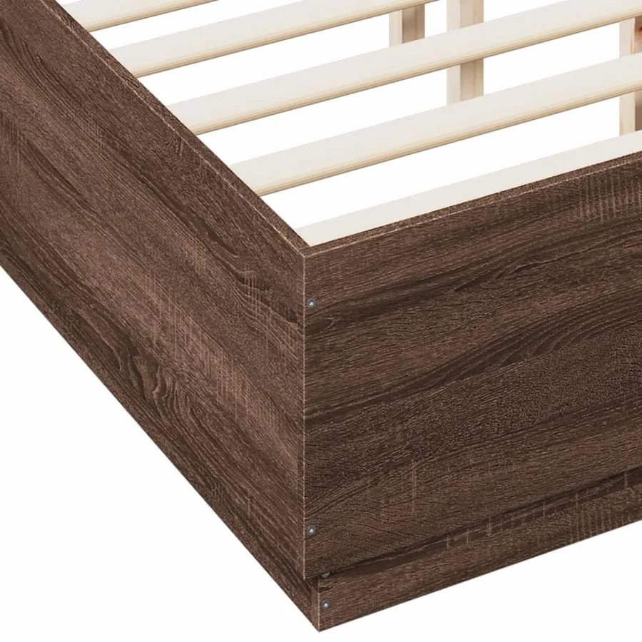 Cadre de lit avec LED sans matelas chêne marron 140x190 cm - 9