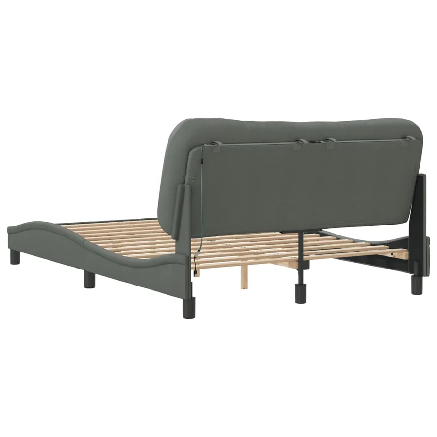 Cadre de lit avec LED sans matelas Hvar gris foncé 120x200 cm tissu - 9