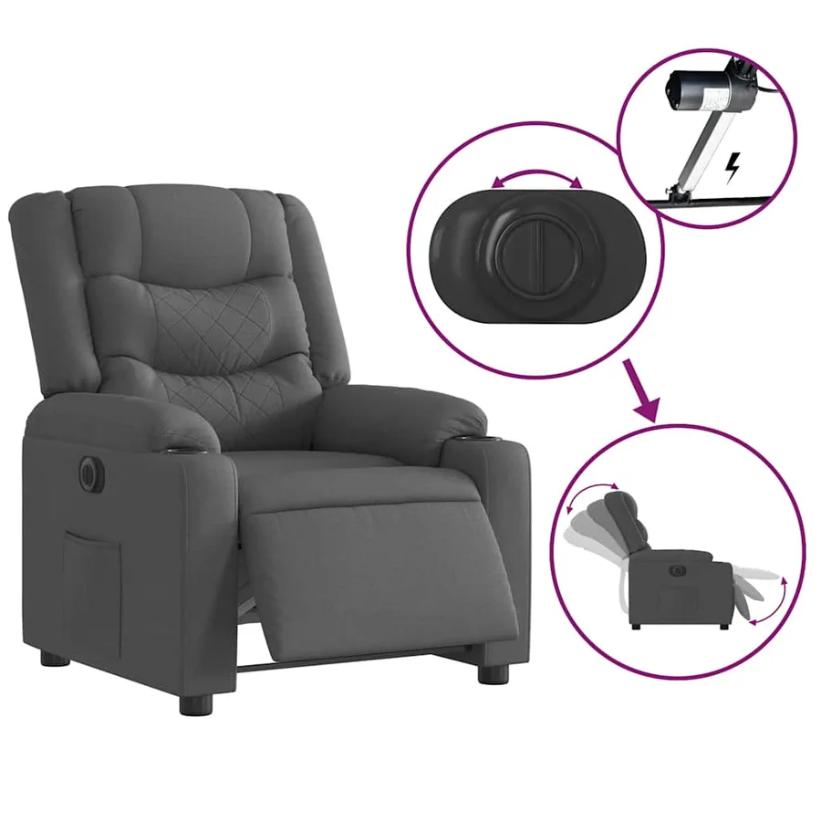 Fauteuil inclinable électrique Gris foncé Tissu - 6