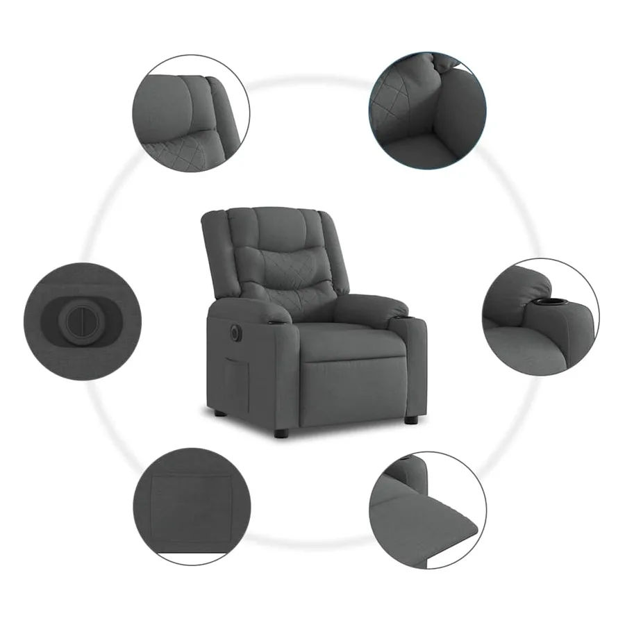 Fauteuil inclinable électrique Gris foncé Tissu - 8