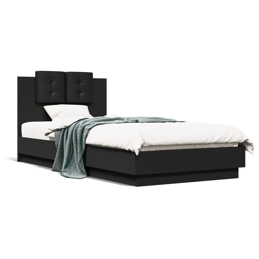 Cadre de lit sans matelas noir 100x200 cm - 2