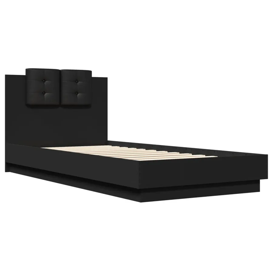 Cadre de lit sans matelas noir 100x200 cm - 3
