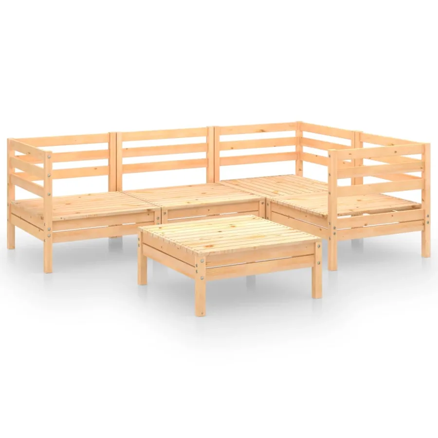 Salon de jardin 5 pcs Bois de pin massif - 2