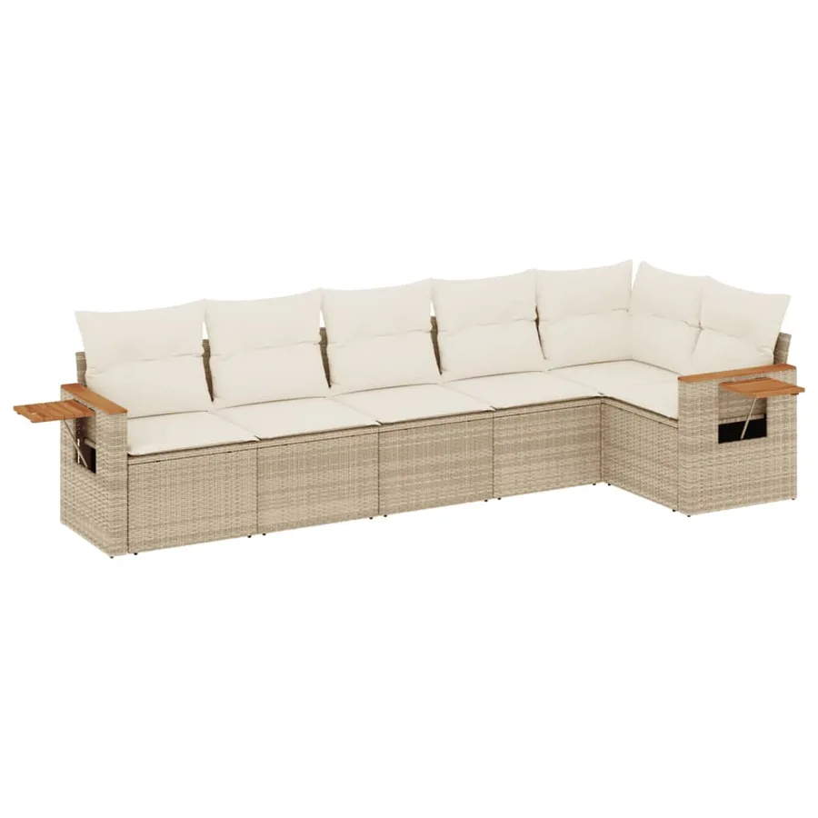 Salon de jardin avec coussins 6 pcs beige résine tressée - 2