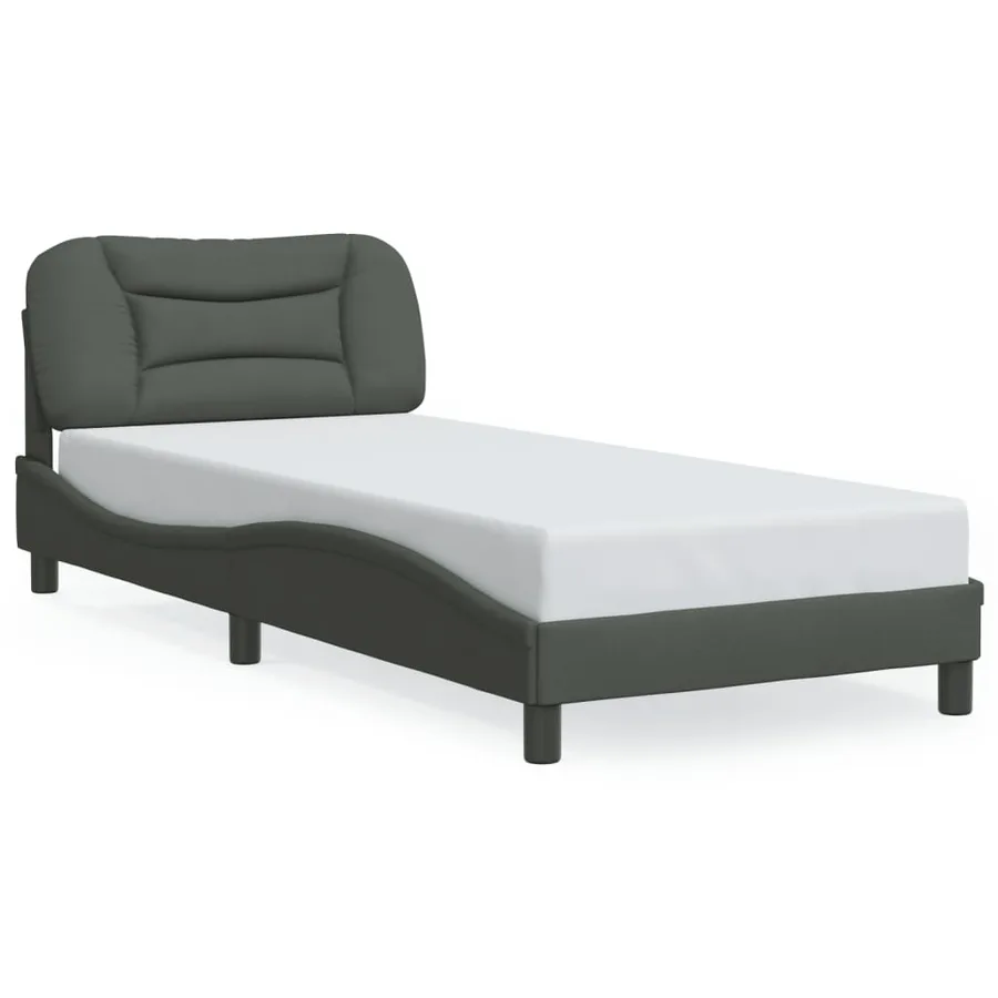 Cadre de lit avec LED sans matelas Hvar gris foncé 90x190 cm tissu - 2
