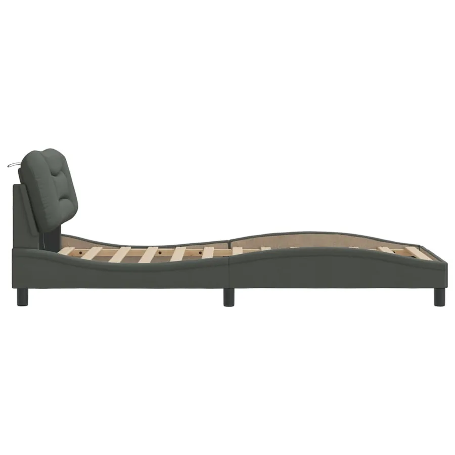 Cadre de lit avec LED sans matelas Hvar gris foncé 90x190 cm tissu - 8