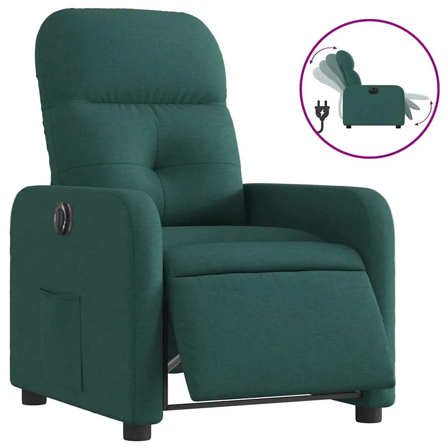 Fauteuil inclinable électrique Vert foncé Tissu - 2