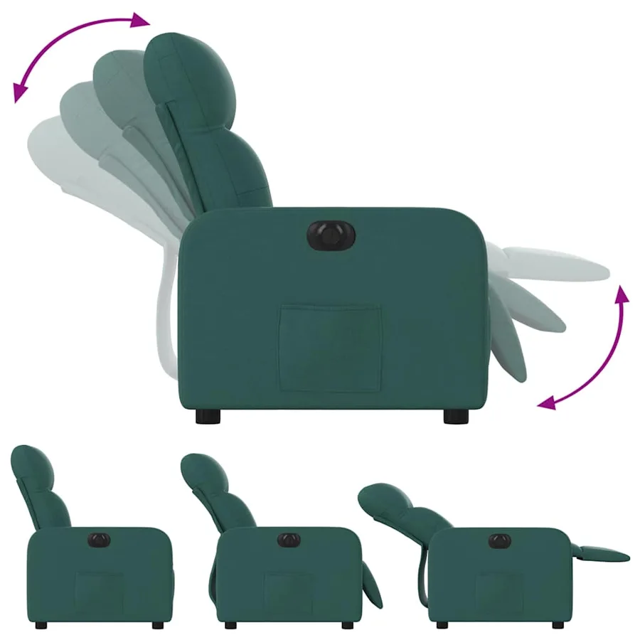 Fauteuil inclinable électrique Vert foncé Tissu - 6