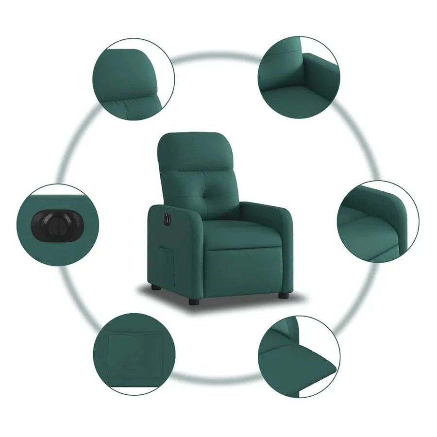 Fauteuil inclinable électrique Vert foncé Tissu - 8