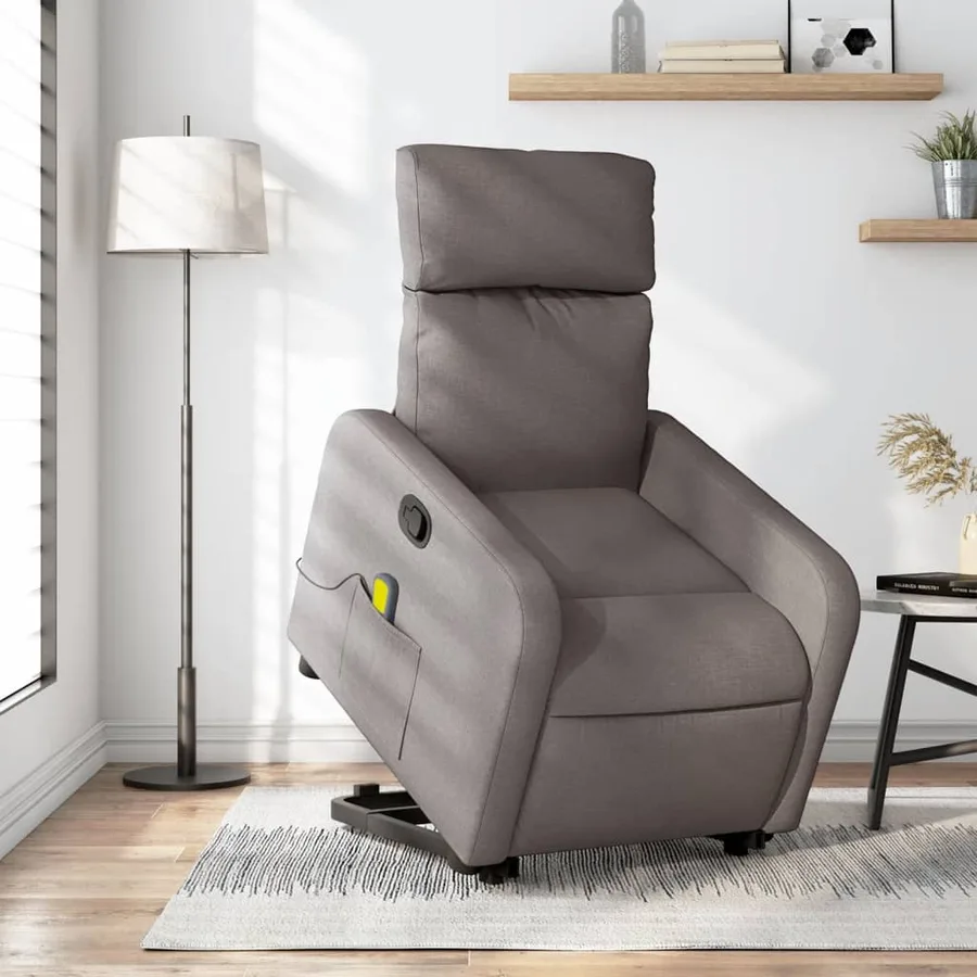 Fauteuil inclinable de massage Taupe Tissu - 16