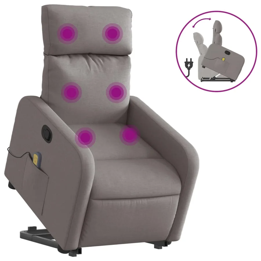 Fauteuil inclinable de massage Taupe Tissu - 2