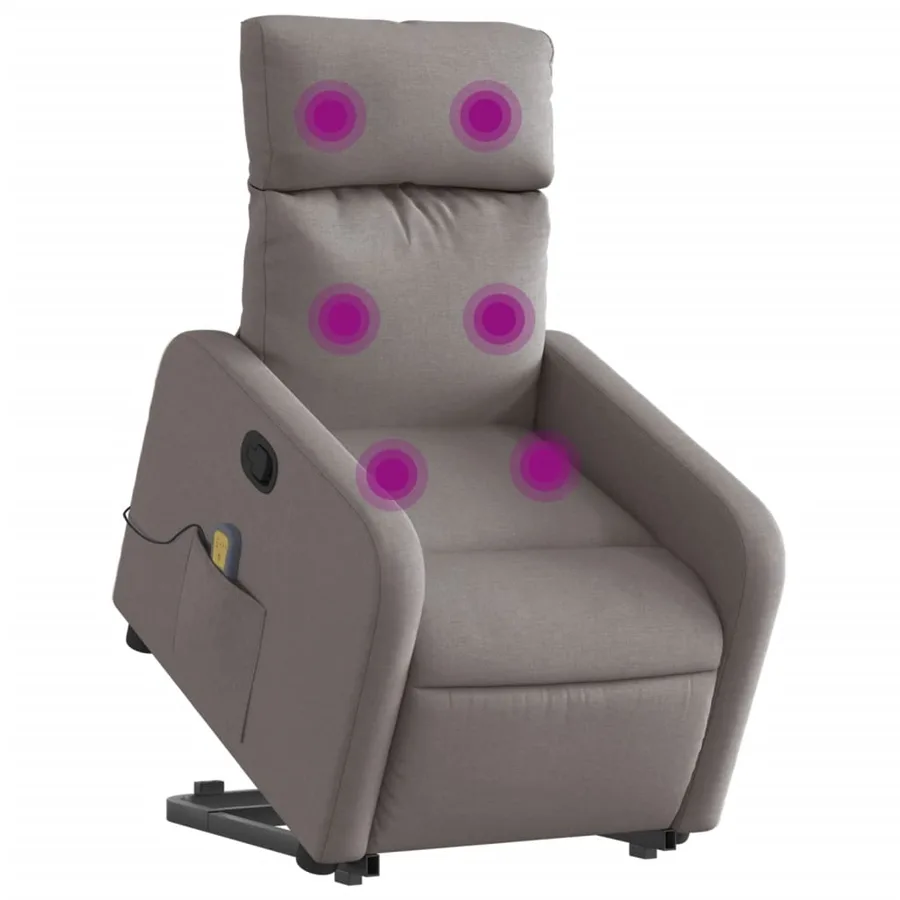 Fauteuil inclinable de massage Taupe Tissu - 3