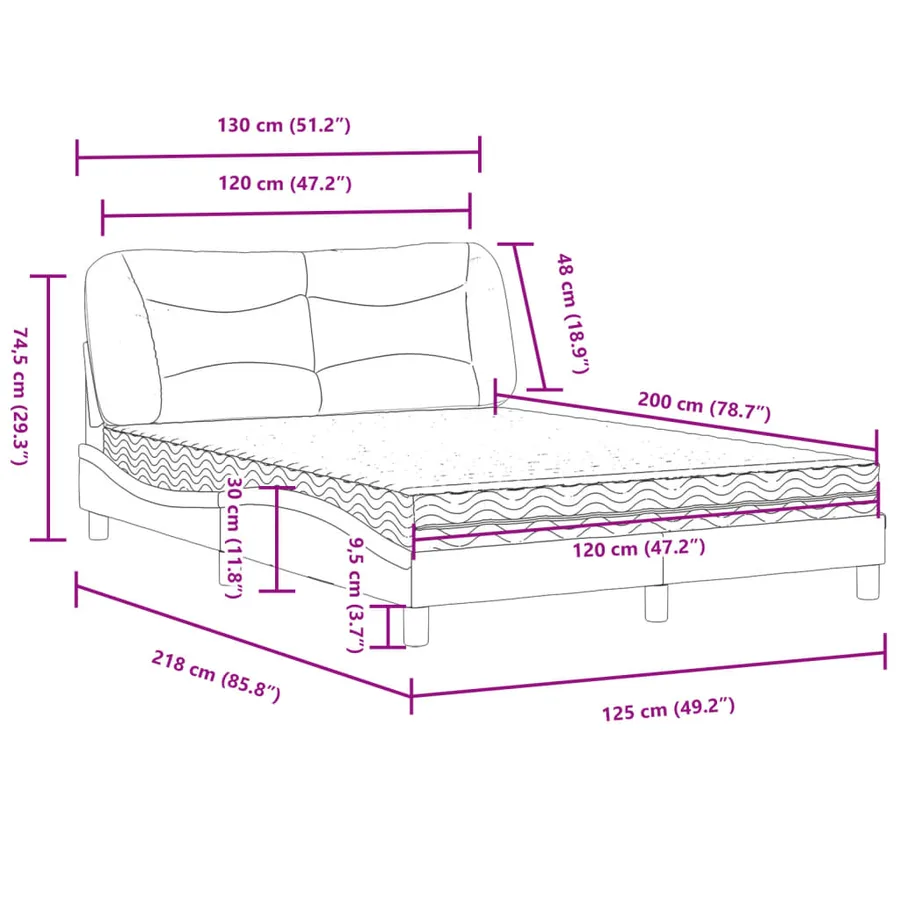 Lit avec matelas Hvar marron 120x200 cm similicuir - 11