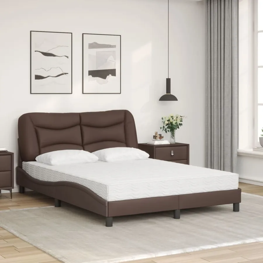 Lit avec matelas Hvar marron 120x200 cm similicuir - 3