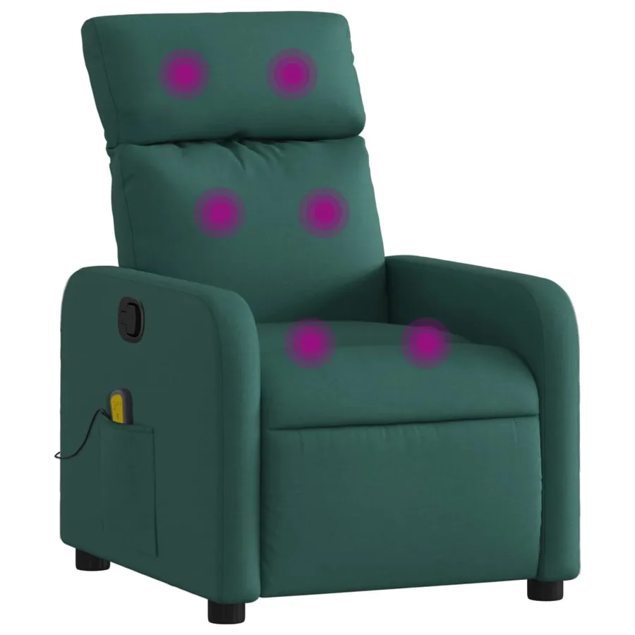 Fauteuil de massage inclinable Vert foncé Tissu - 2