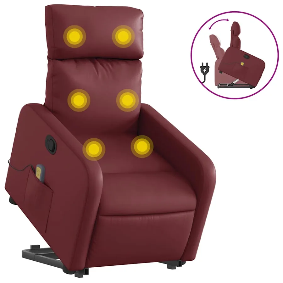 Fauteuil inclinable de massage Rouge bordeaux Similicuir - 2