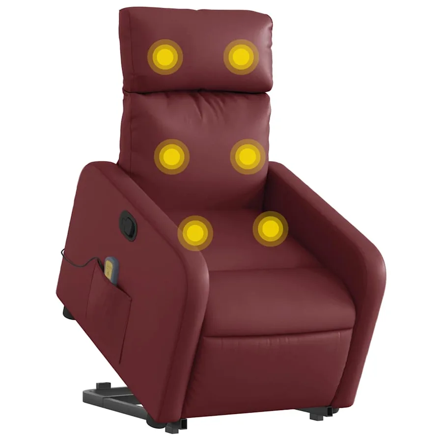 Fauteuil inclinable de massage Rouge bordeaux Similicuir - 3