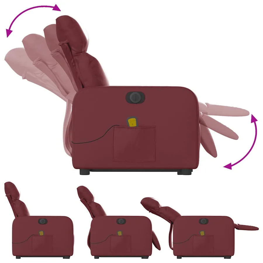 Fauteuil inclinable de massage électrique rouge bordeaux - 7