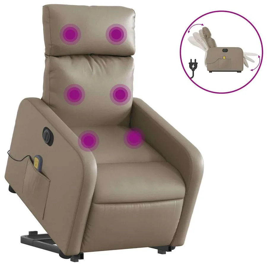 Fauteuil inclinable de massage électrique cappuccino similicuir - 2