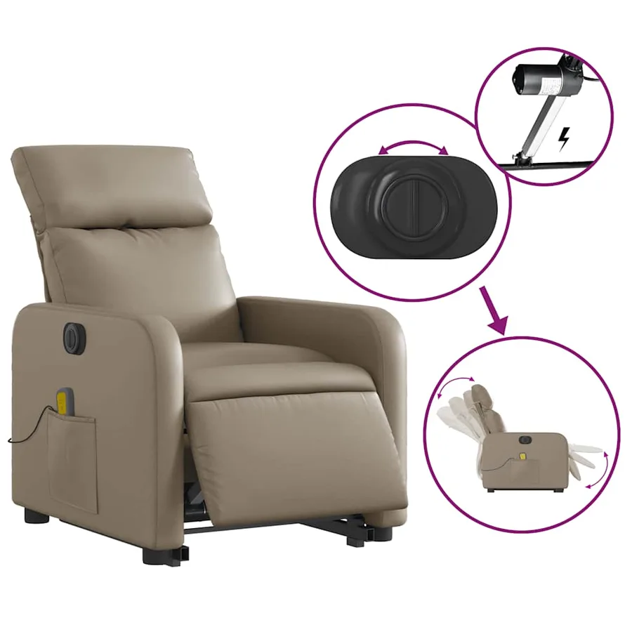 Fauteuil inclinable de massage électrique cappuccino similicuir - 6