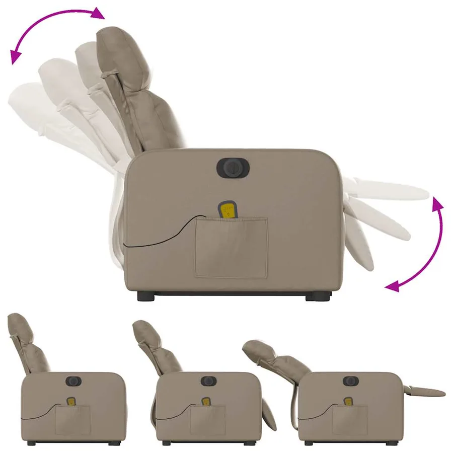 Fauteuil inclinable de massage électrique cappuccino similicuir - 7