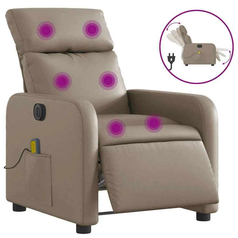 Fauteuil de massage inclinable électrique cappuccino similicuir - 2