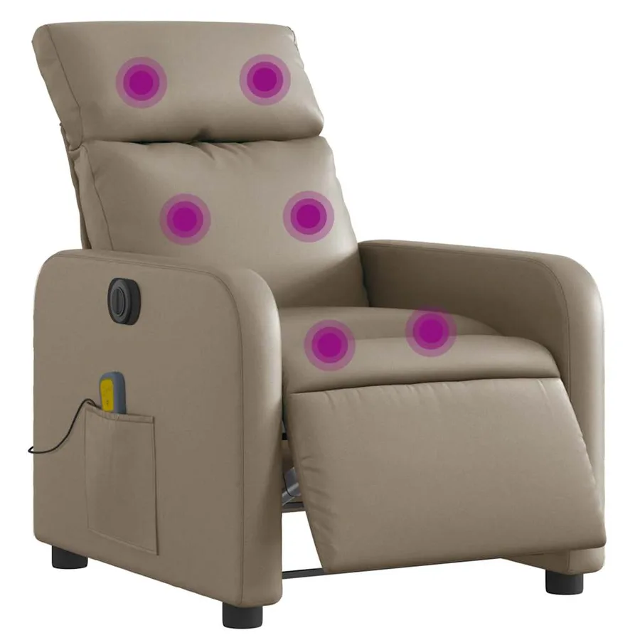 Fauteuil de massage inclinable électrique cappuccino similicuir - 3