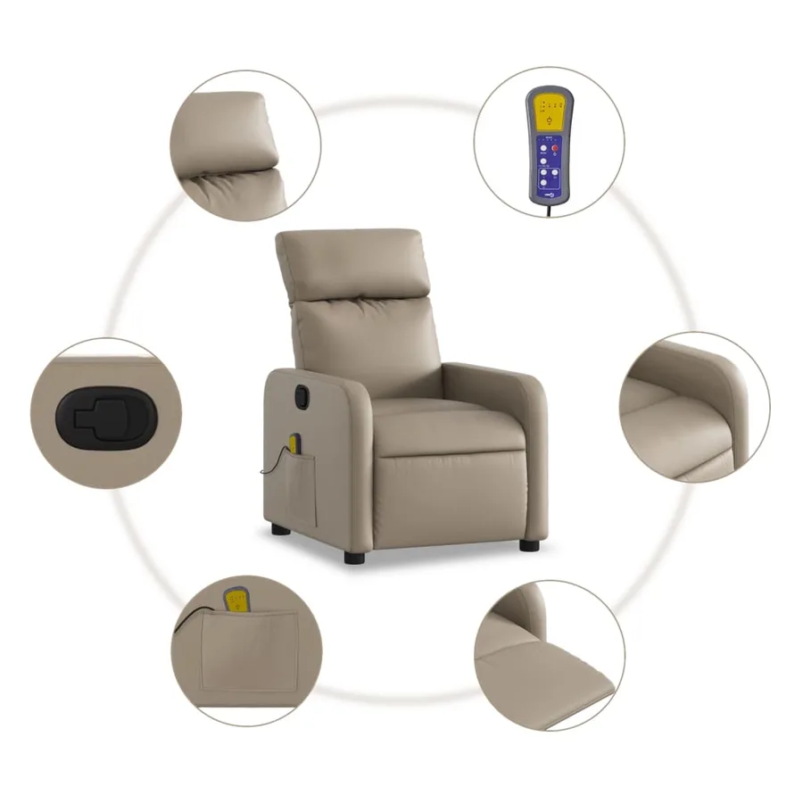 Fauteuil de massage inclinable Cappuccino Similicuir - 6