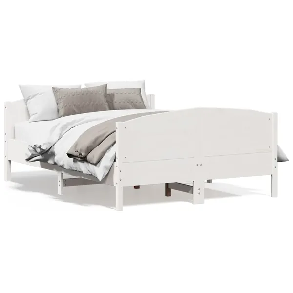 Cadre de lit et tête de lit blanc 140x190 cm bois de pin massif