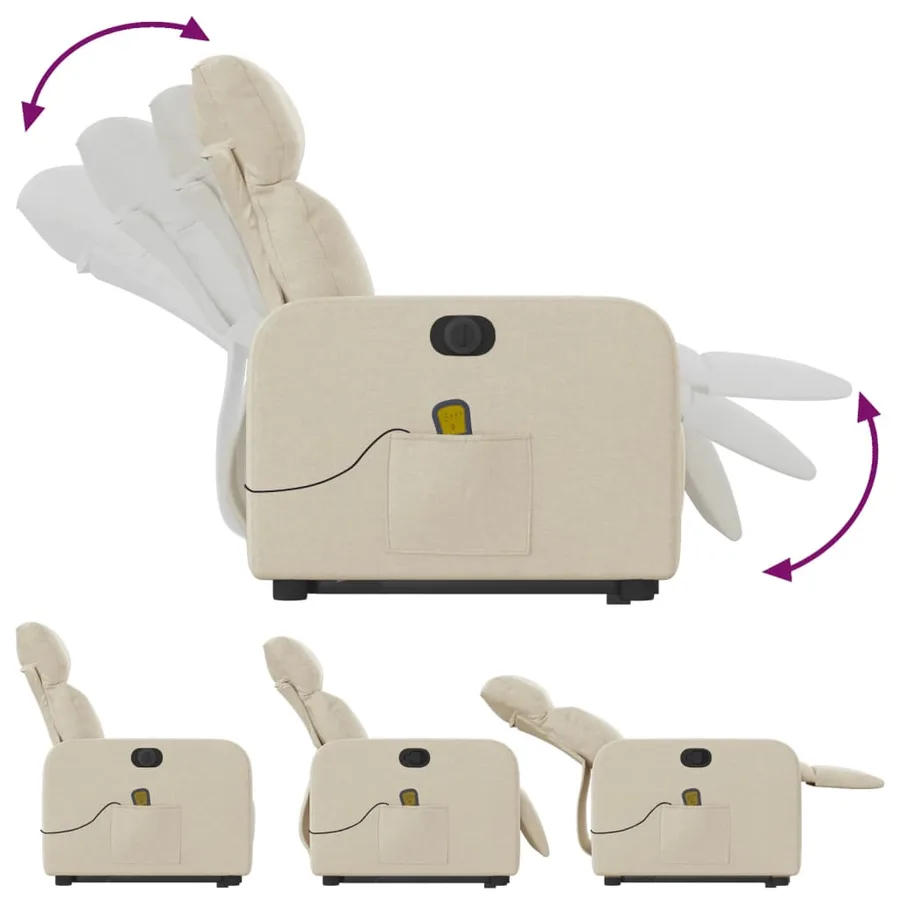 Fauteuil inclinable de massage électrique Crème Tissu - 7