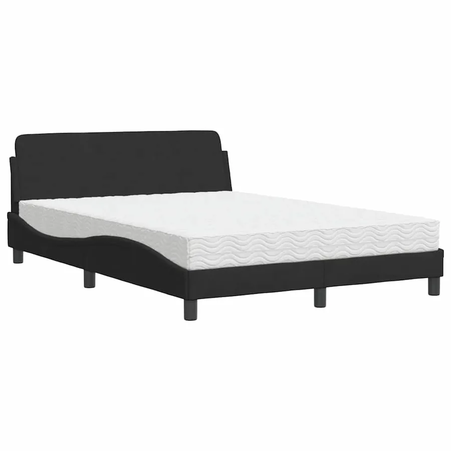 Lit avec matelas Dover noir 120x200 cm velours - 2