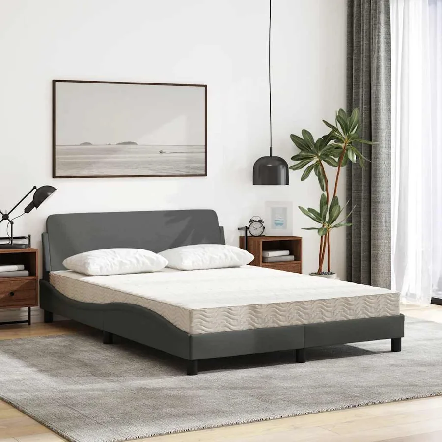 Lit avec matelas Dover gris foncé 120x200 cm tissu - 3