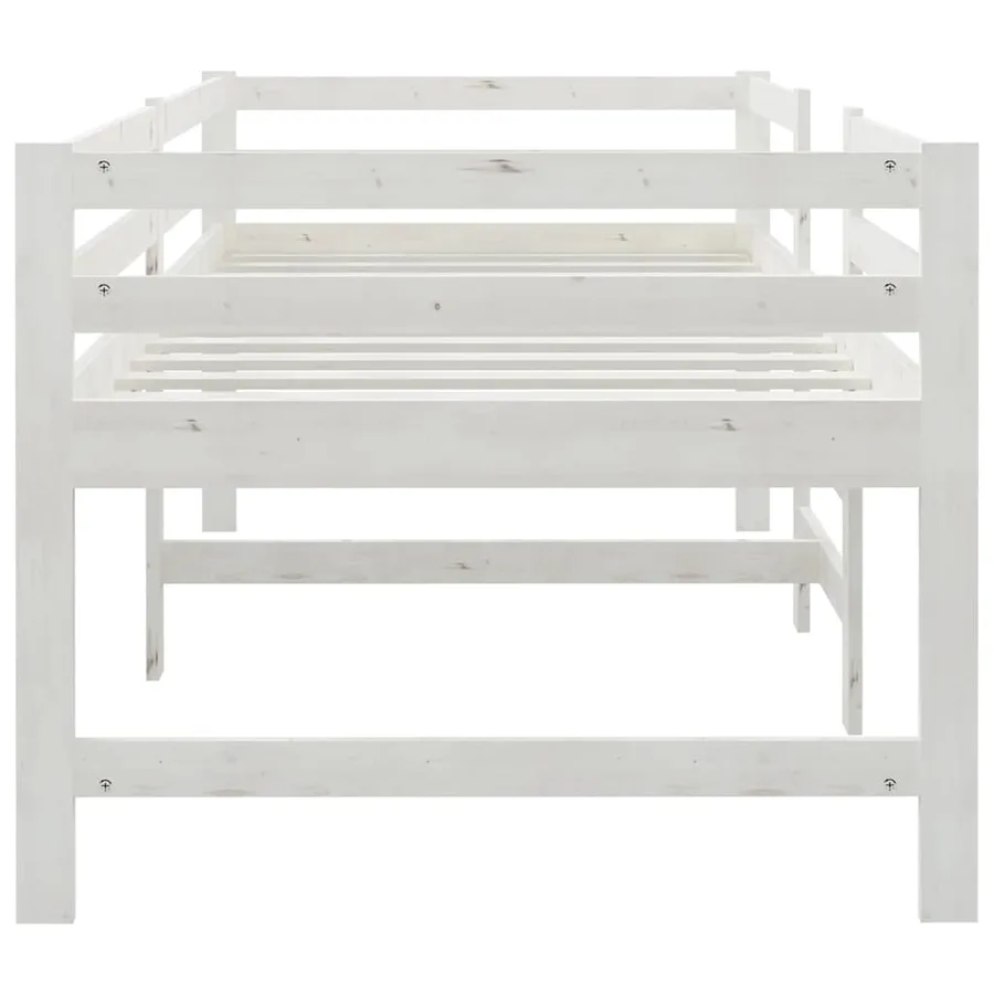 Cadre de lit sans matelas blanc 90x200 cm bois de pin massif - 5