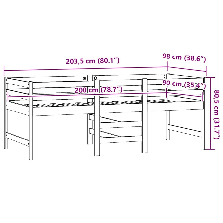 Cadre de lit sans matelas blanc 90x200 cm bois de pin massif - 6