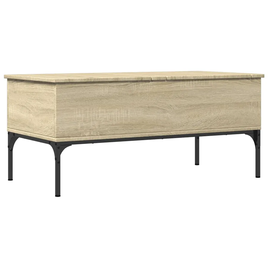 Table basse chêne sonoma 100x50x45cm bois d'ingénierie et métal - 2