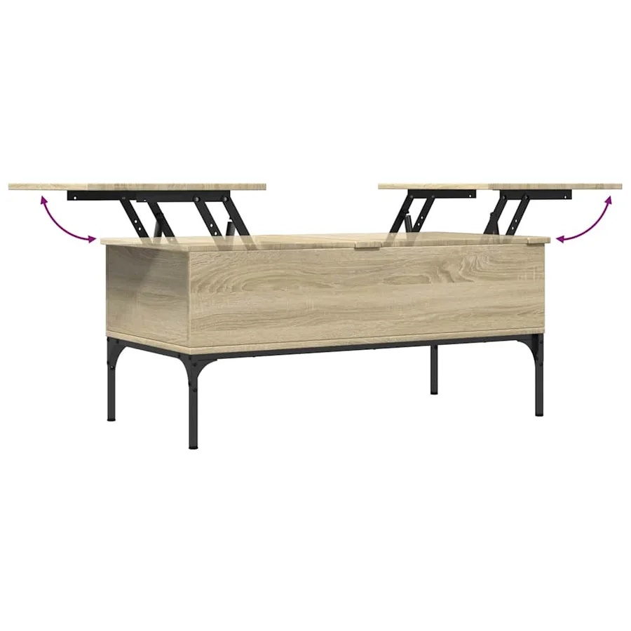 Table basse chêne sonoma 100x50x45cm bois d'ingénierie et métal - 8