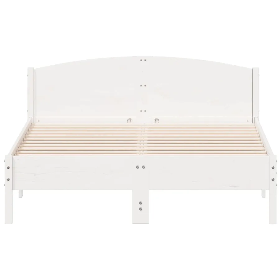 Cadre de lit avec tête de lit blanc 150x200 cm bois pin massif - 4